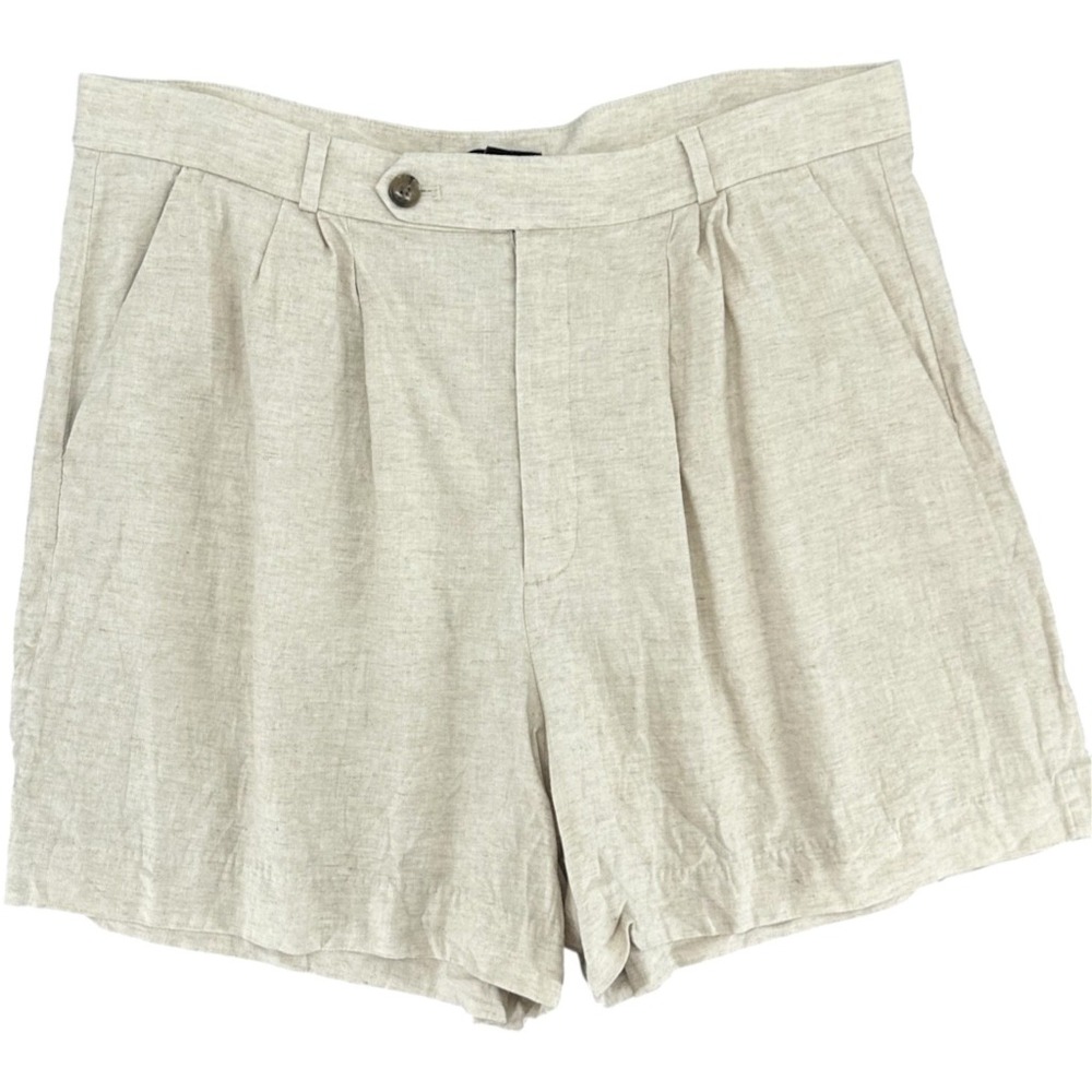 Banana Republic Linen Blend Pleated Shorts Beige Oatmeal Women's Size 16
